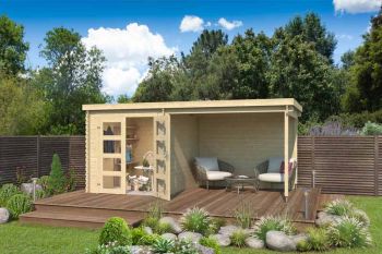 Long Beach-Log Cabin, Wooden Garden Room, Timber Summerhouse, Home Office - L492.2 x W254.9 x H216.6 cm