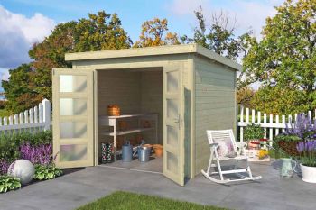 Zambezi 3-Log Cabin, Wooden Garden Room, Timber Summerhouse, Home Office - L270 x W224.6 x H210.9 cm