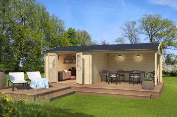 Amarillo-Log Cabin, Wooden Garden Room, Timber Summerhouse, Home Office - L730 x W388.8 x H250.8 cm