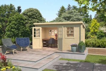 Amira 175-Log Cabin, Wooden Garden Room, Timber Summerhouse, Home Office - L400 x W231.1 x H210.9 cm