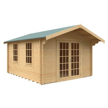 14x12w The Lotherton Plus 44mm Cabin - L415 x W355 x H271.9 cm - Solid Wood/Softwood/Pine - Natural