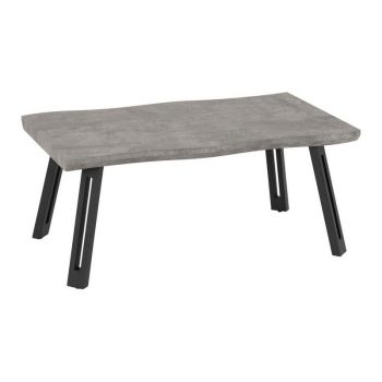 Quebec Wave Edge Coffee Table - L58.5 x W100 x H43.5 cm - Concrete Effect/Black