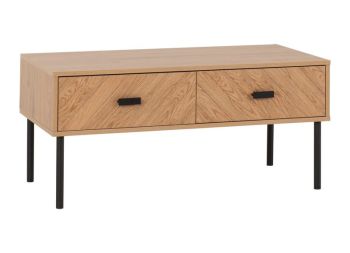 Leon 2 Drawer Coffee Table - L49.5 x W100 x H46 cm - Medium Oak Effect