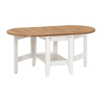 Santos Drop Leaf Coffee Table - White/Distressed Waxed Pine