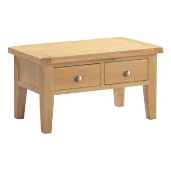 Windsor 2 Drawer Coffee Table - L55 x W90 x H50 cm - Natural Oak