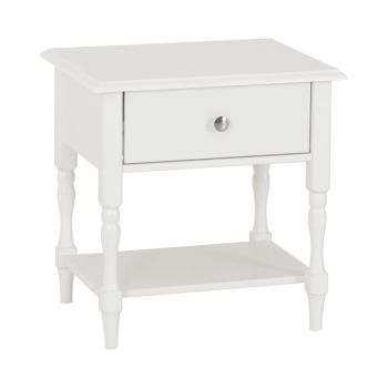 Stratford 1 Drawer Side Table - L40 x W50 x H52 cm - White