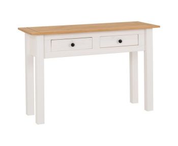Panama 2 Drawer Console Table - L40 x W110 x H72.5 cm - White/Natural Wax