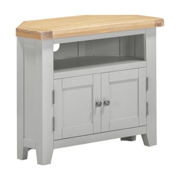 Windsor Corner TV Unit - L40 x W80 x H65 cm - Pebble Grey/Oak