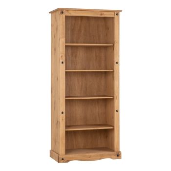 Corona Tall Bookcase - L44.5 x W81 x H182 cm - Distressed Waxed Pine