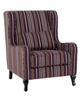 Sherborne Fireside Chair - L95 x W79 x H103 cm - Burgundy Stripe Fabric