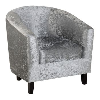 Hammond Tub Chair - L73 x W73.5 x H78 cm - Silver Crushed Velvet