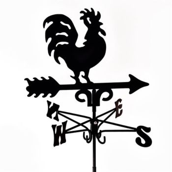 Traditional Cockerel Weathervane - Steel - L39 x W39 x H93 cm - Black 