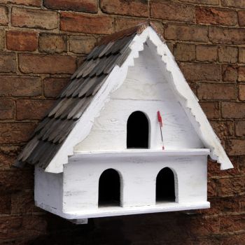 Two Tier Dovecote (Large Hole) Traditional English Triangular Wall Mounted Birdhouse for Doves or Pigeons