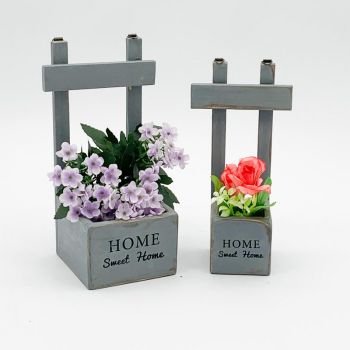 Hanging Planters (Set of 2) - Wooden - L12 x W12 x H28 cm