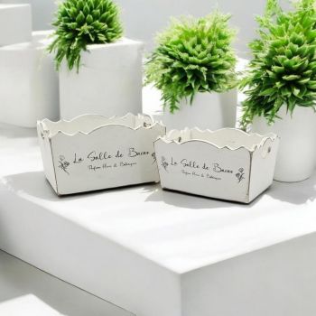 Washed Planter Boxes (Set of 2) - Wood - White