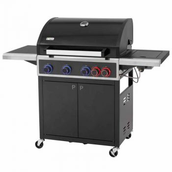 New Keansburg 4 Burner with Turbo Zone and Side Burner Barbecues - Stainless Steel/Iron - L62 x W146 x H108 cm - Black/Silver