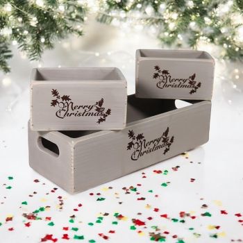 Wooden Boxes (Set of 3) - Rustic Grey