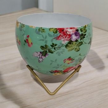 Flower Design Decorative Planter on Stand - Iron - L13 x W13 x H13 cm - Multicolor