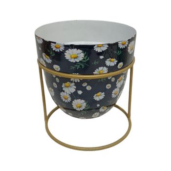 Flower Print Design Planter on Stand - L13 x W13 x H13 cm