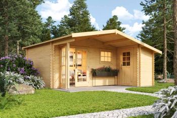 Little Rock-Log Cabin, Wooden Garden Room, Timber Summerhouse, Home Office - L558.7 x W480 x H245.1 cm