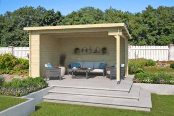 Columbus-Log Cabin, Wooden Garden Room, Timber Summerhouse, Home Office - L435 x W349 x H245.1 cm