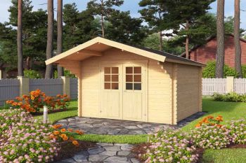 Viljandi 34-Log Cabin, Wooden Garden Room, Timber Summerhouse, Home Office - L339.7 x W445 x H245.1 cm