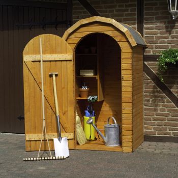 Callow Arched Roof Garden Accessories Storage Log Storage Shed - Wood - L148 x W192 x H68 cm - Honey Brown