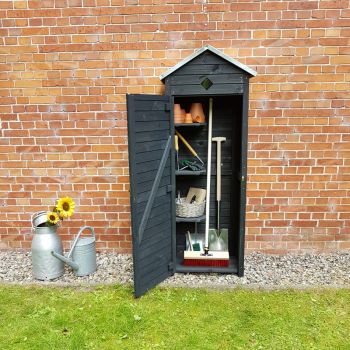 Callow Deluxe Apex Roof Tool Storage Shed Store with Door - Wood - L180 x W110 x H83 cm - Anthracite