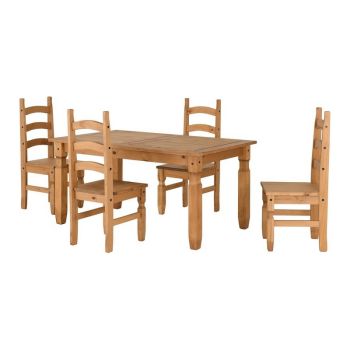 Corona 5 feet Dining Set - Distressed Waxed Pine