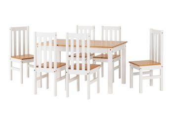 Ludlow 1+6 Dining Set - White/Oak Lacquer