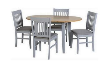 Oxford Extending Dining Set - Grey/Natural Oak/Grey Fabric