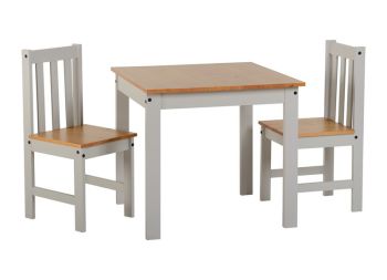 Ludlow 1+2 Dining Set - Grey/Oak Lacquer