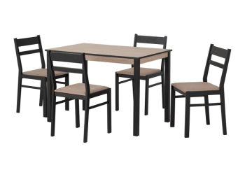 Radley Dining Set - Black/Oak Effect/Oat Fabric