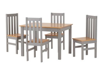 Ludlow 1+4 Dining Set - Grey/Oak Lacquer