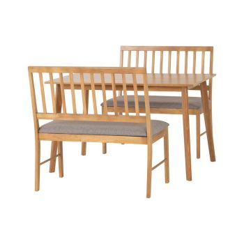 Austin 1+2 Indoor Dining Bench Set - Oak Effect/Grey Fabric