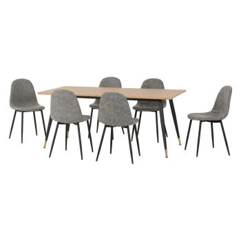 Hamilton & Athens Large Indoor Dining Set - Medium Oak Effect/Grey
