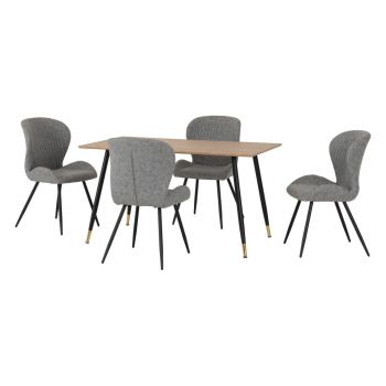 Hamilton & Quebec Medium Indoor Dining Set - Medium Oak Effect/Grey