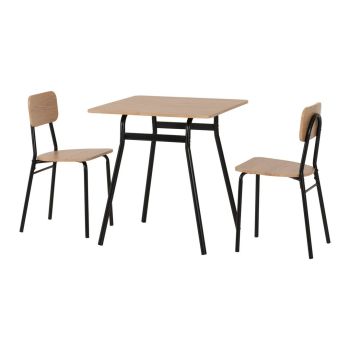 Warren 1+2 Indoor Dining Set - Russet Oak Effect/Black