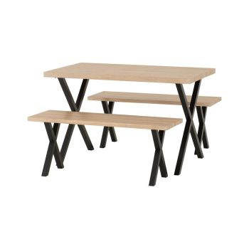 Buxton Indoor Dining Bench Set - Light Oak/Black