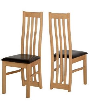 Ainsley Chair (Box of 2) - L49 x W42 x H105 cm - Oak Veneer/Brown Faux Leather