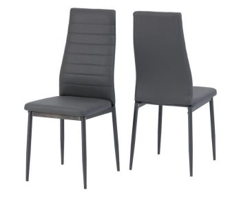 Abbey Chair (Box of 2) - L51 x W40.5 x H99 cm - Grey Faux Leather