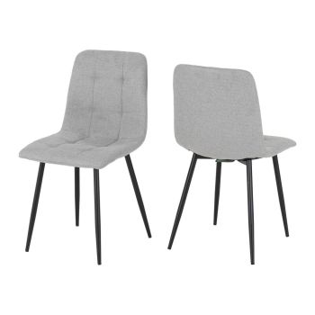Fenton Indoor Dining Chair (Pack of 4) - L54 x W44 x H86.5 cm - Light Grey Fabric