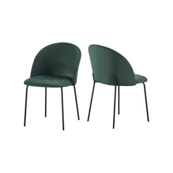 Boston Indoor Dining Chair (Pack of 4) - L57 x W52 x H80 cm - Emerald Green Velvet