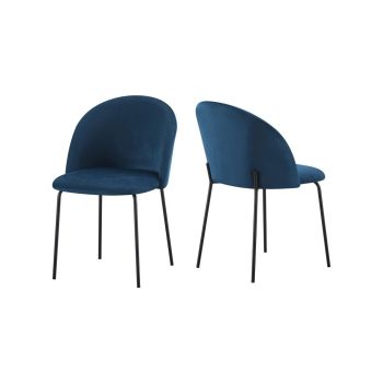 Boston Indoor Dining Chair (Pack of 4) - L57 x W52 x H80 cm - Sapphire Blue Velvet