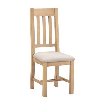 Windsor Slatted Dining Chair (Set of 2) - L41 x W46 x H105.5 cm - Natural Oak/Oat Fabric