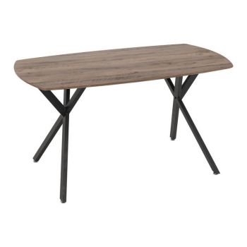 Athens Rectangular Dining Table - L80 x W140 x H75 cm - Medium Oak Effect/Black