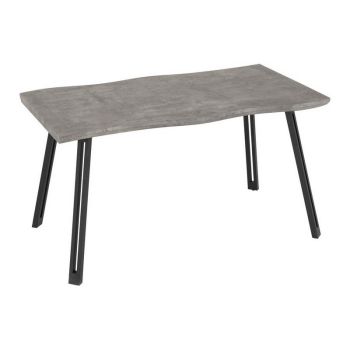 Quebec Wave Edge Dining Table - L80 x W140 x H76 cm - Concrete Effect/Black