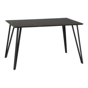Marlow Indoor Dining Table - L80 x W130 x H75.5 cm - Black Marble Effect