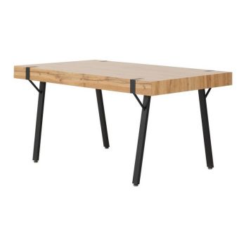 Treviso Dining Table - L90 x W150 x H76 cm - Light Oak Effect/Black