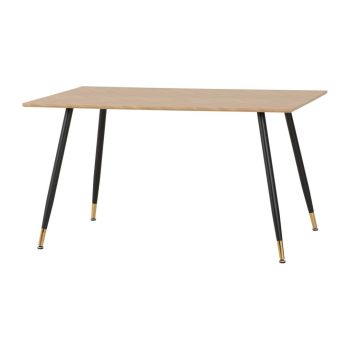 Hamilton Medium Dining Table - L80 x W140 x H75 cm - Medium Oak Effect/Black